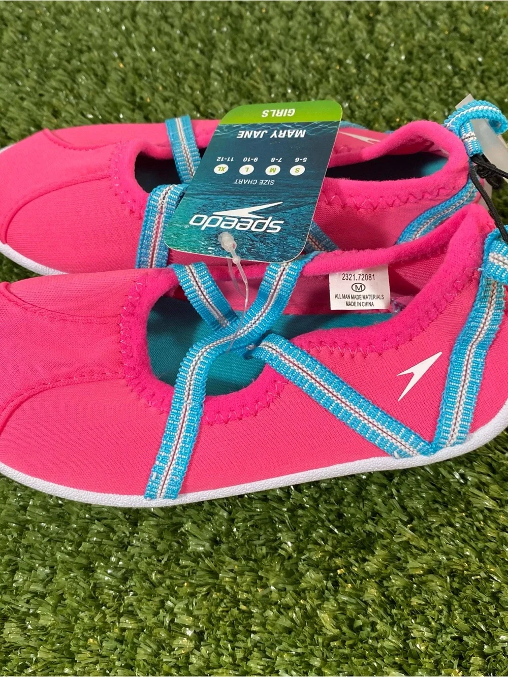 Speedo Mary Jane Water Shoes Kid's Size Girls Med (7-8) Pink Blue Summer Pool